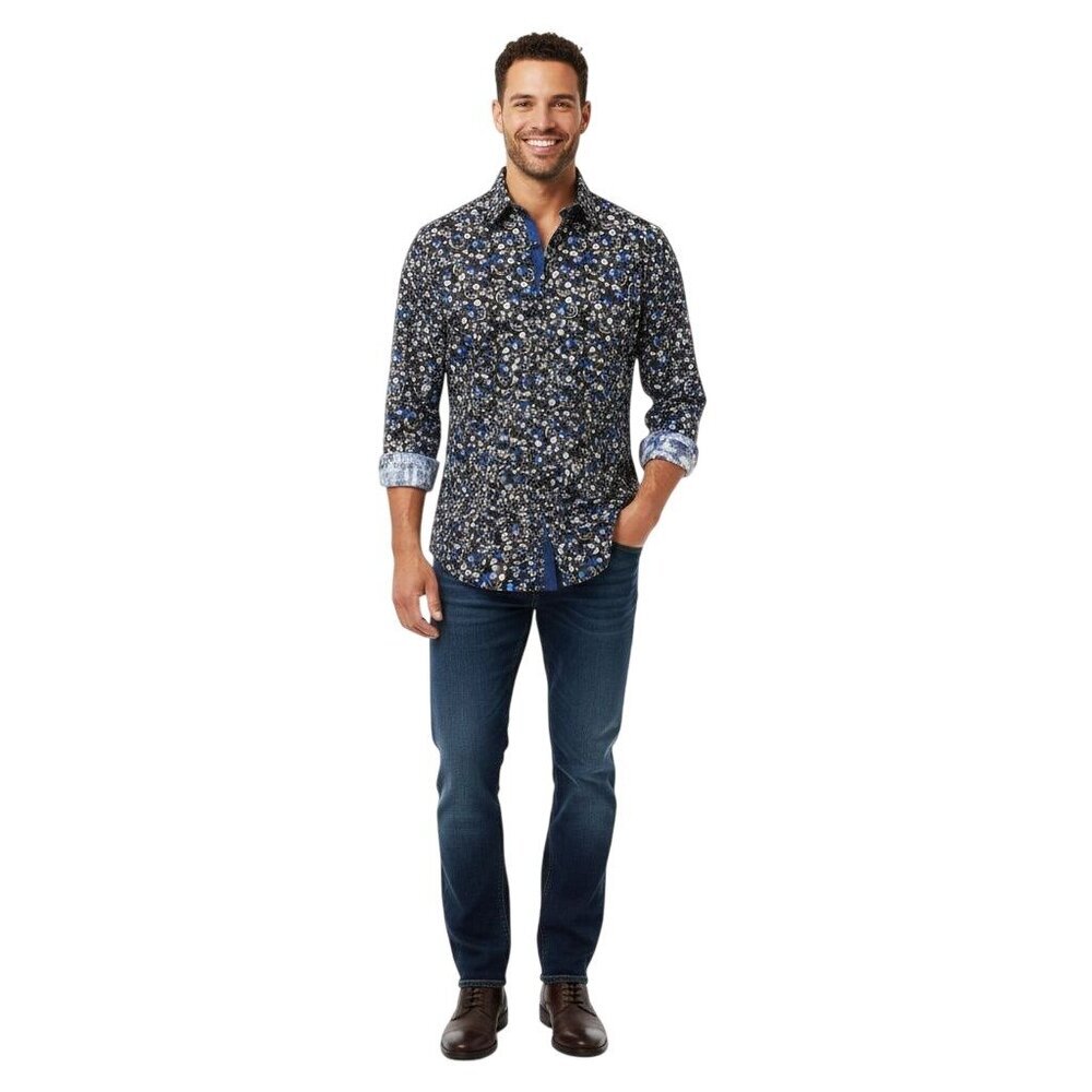 Robert Graham NWT Nobis Black Skull Fishbone Button Down Shirt Size XL